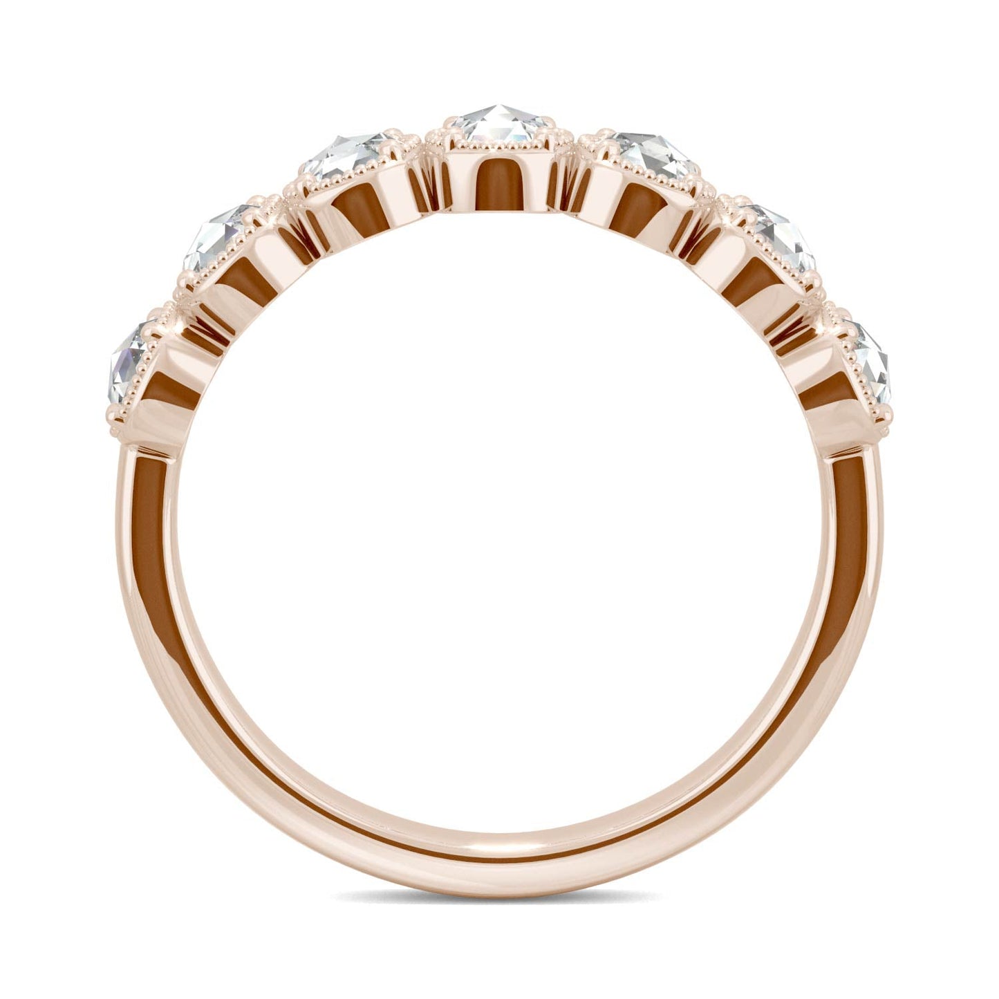 0.42 CTW DEW Rose-Cut Moissanite Seven-Stone Band in 14K Rose Gold