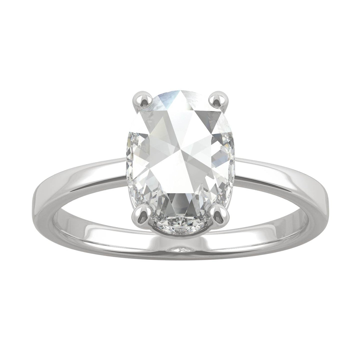 1.26 CTW DEW Oval Rose-Cut Moissanite Hidden Halo Ring in 14K White Gold
