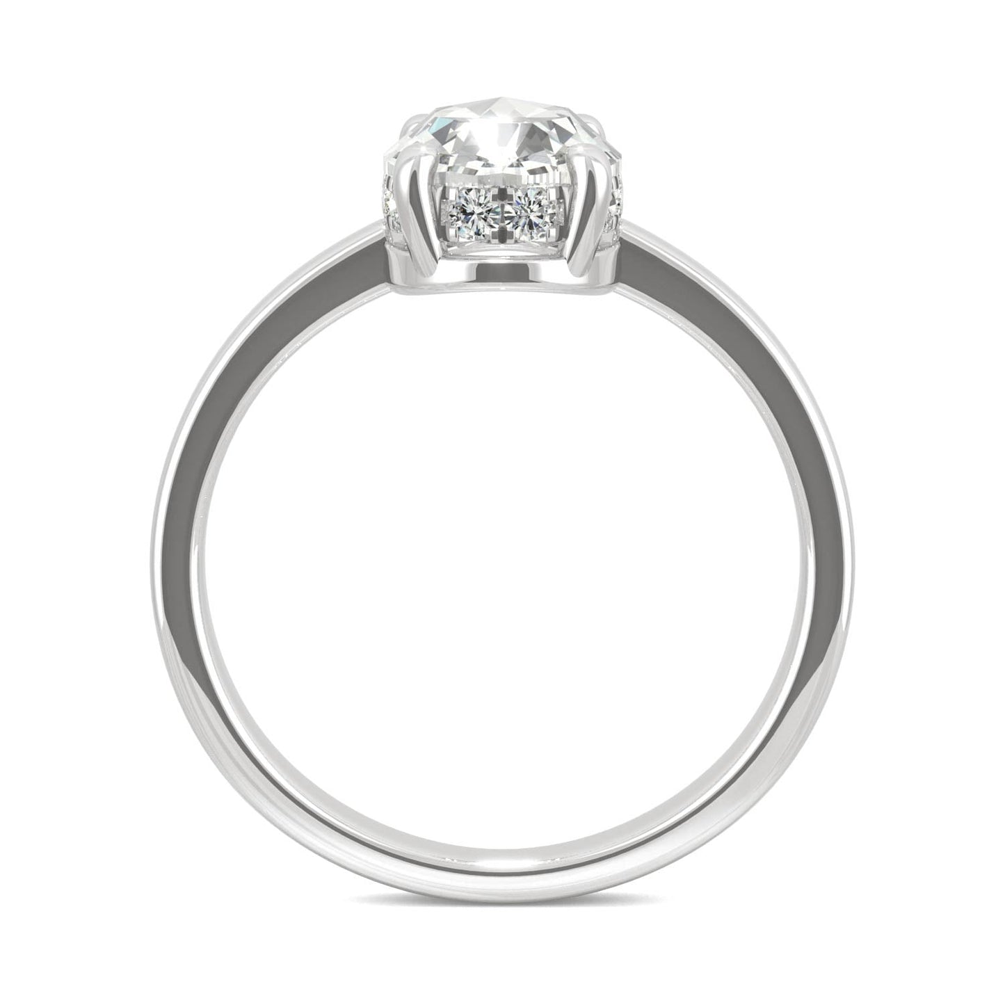 1.26 CTW DEW Oval Rose-Cut Moissanite Hidden Halo Ring in 14K White Gold