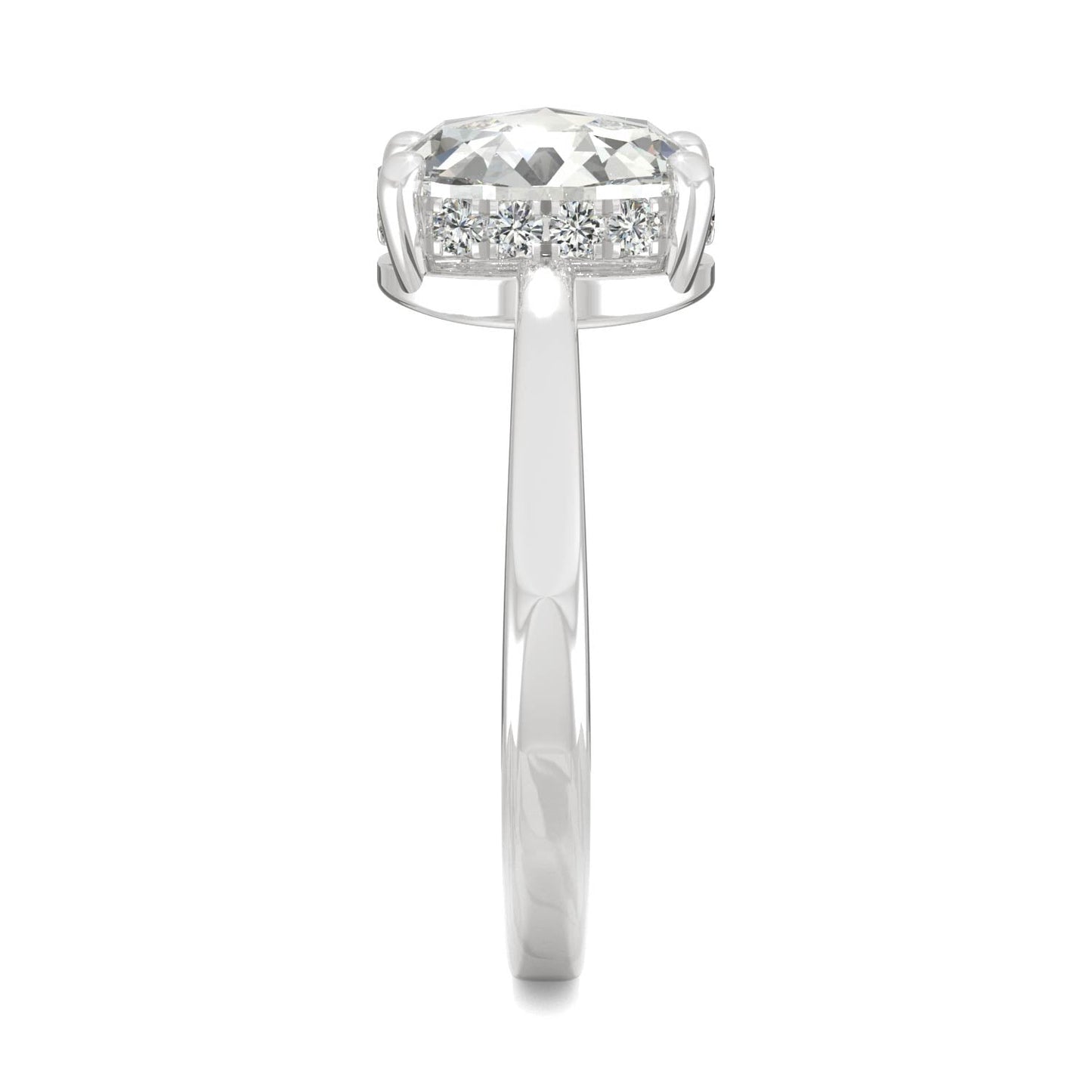 1.26 CTW DEW Oval Rose-Cut Moissanite Hidden Halo Ring in 14K White Gold