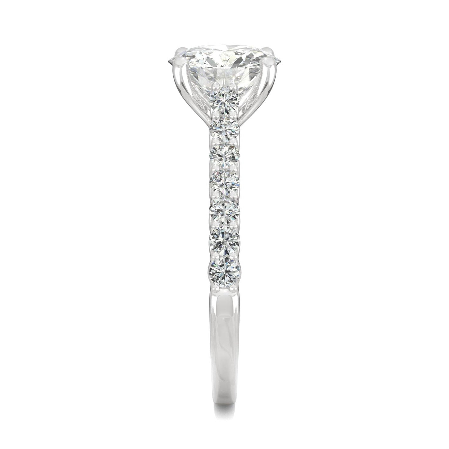 1.92 CTW DEW Round Moissanite Engagement Ring in 14K White Gold