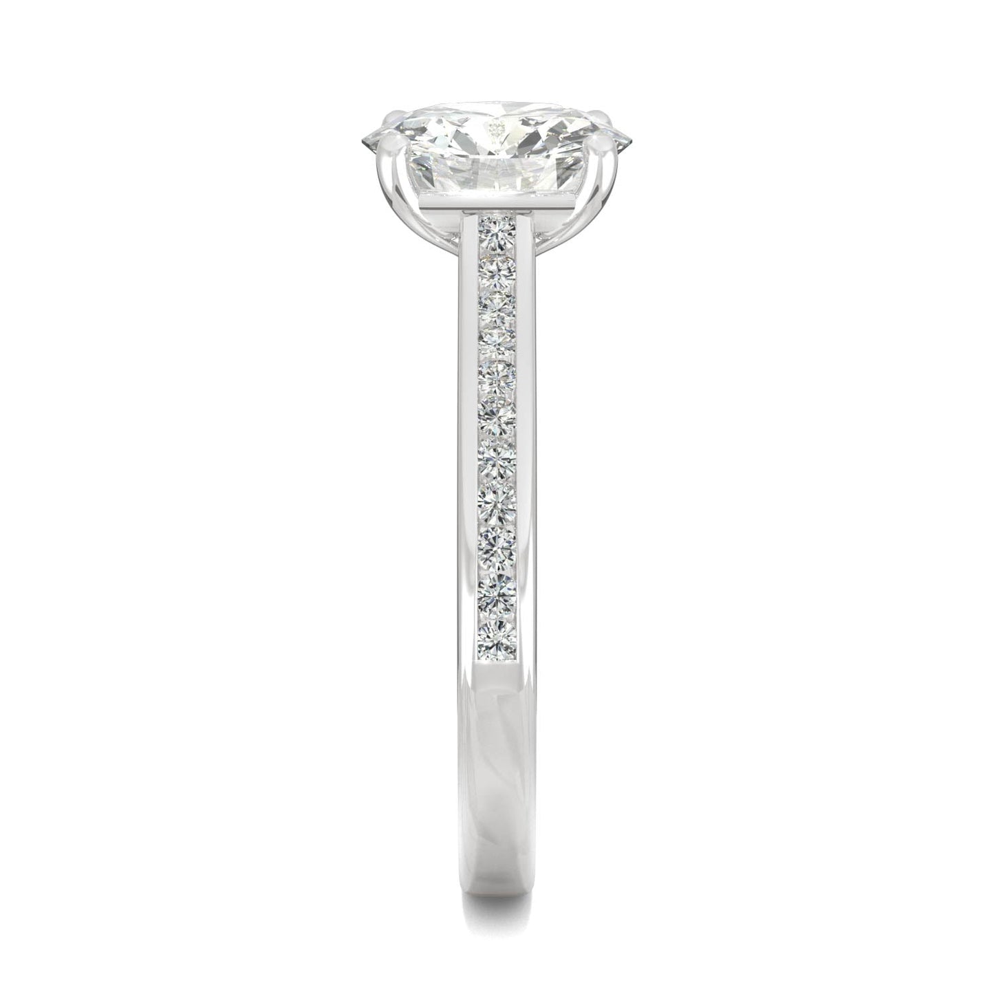 2.08 CTW DEW Round Moissanite Engagement Ring in 14K White Gold