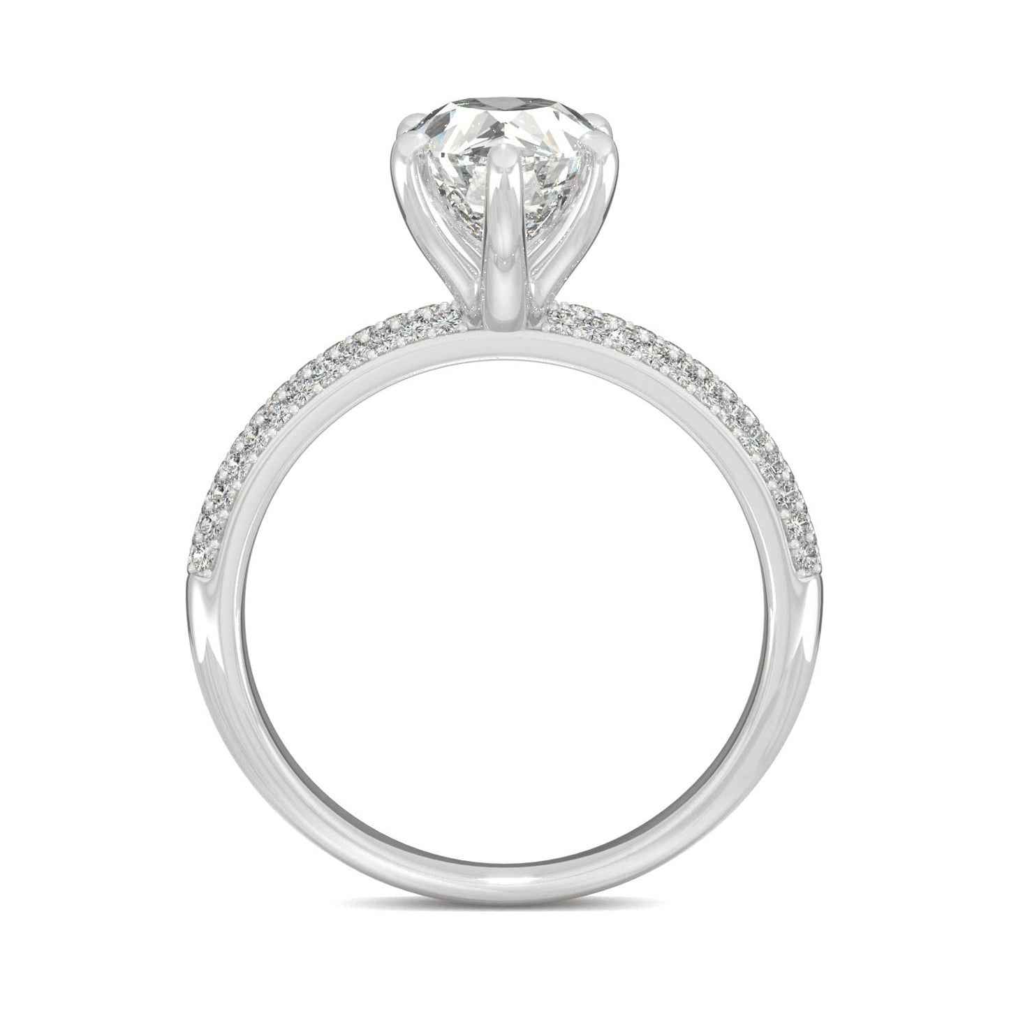 2.31 CTW DEW Pear Moissanite Pavé Engagement Ring in 14K White Gold