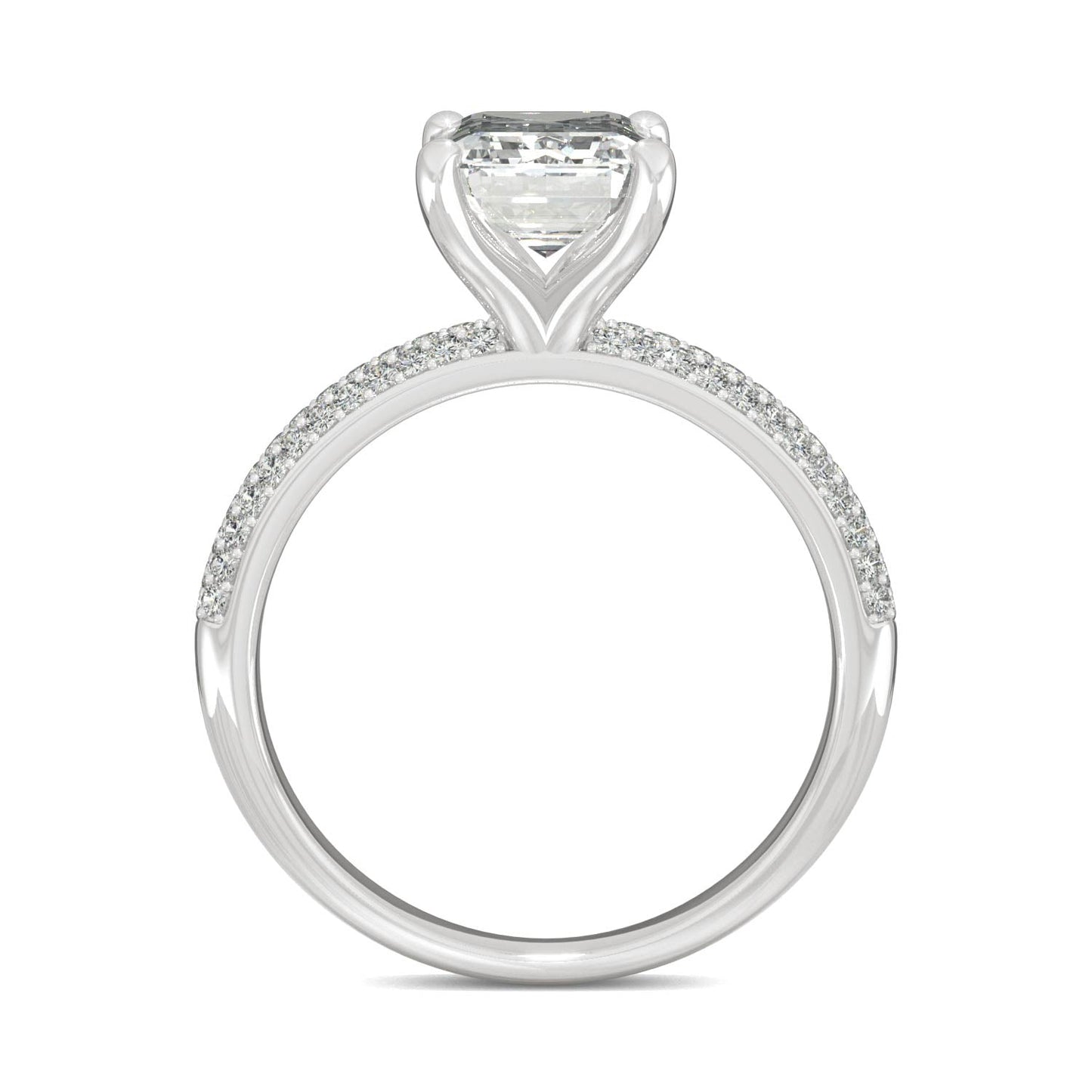 2.73 CTW DEW Emerald Moissanite Pavé Engagement Ring in 14K White Gold