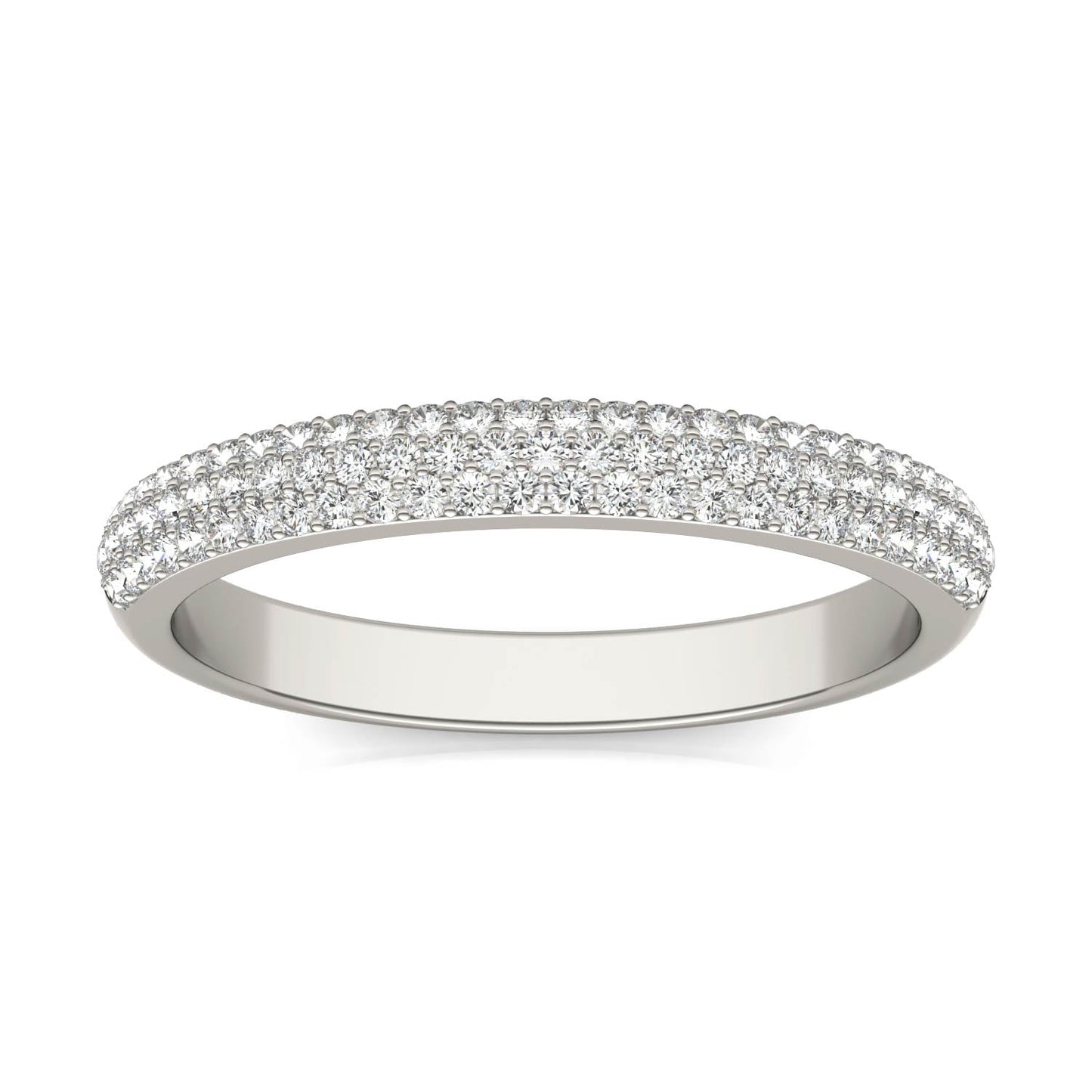 0.17 CTW DEW Round Moissanite Pave Band in 14K White Gold