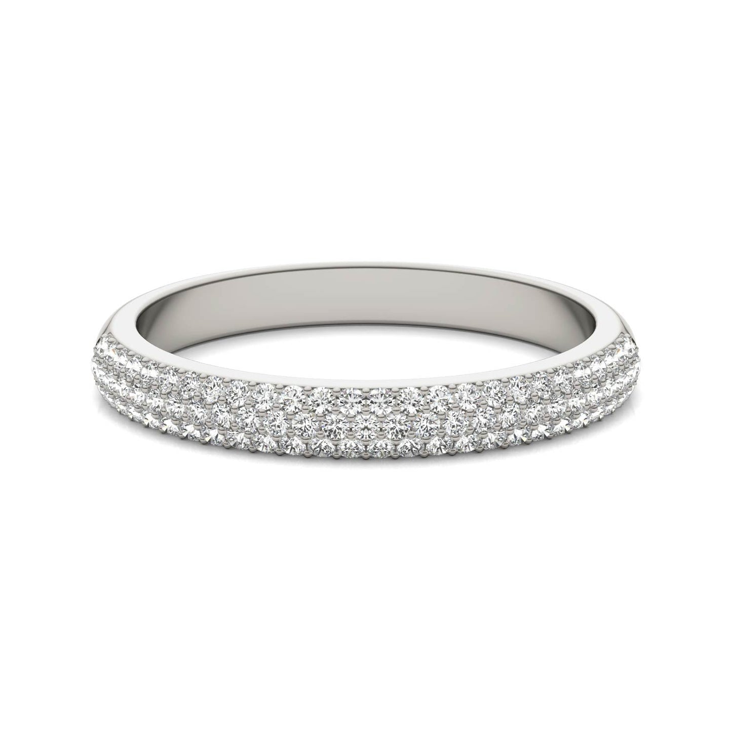 0.17 CTW DEW Round Moissanite Pave Band in 14K White Gold