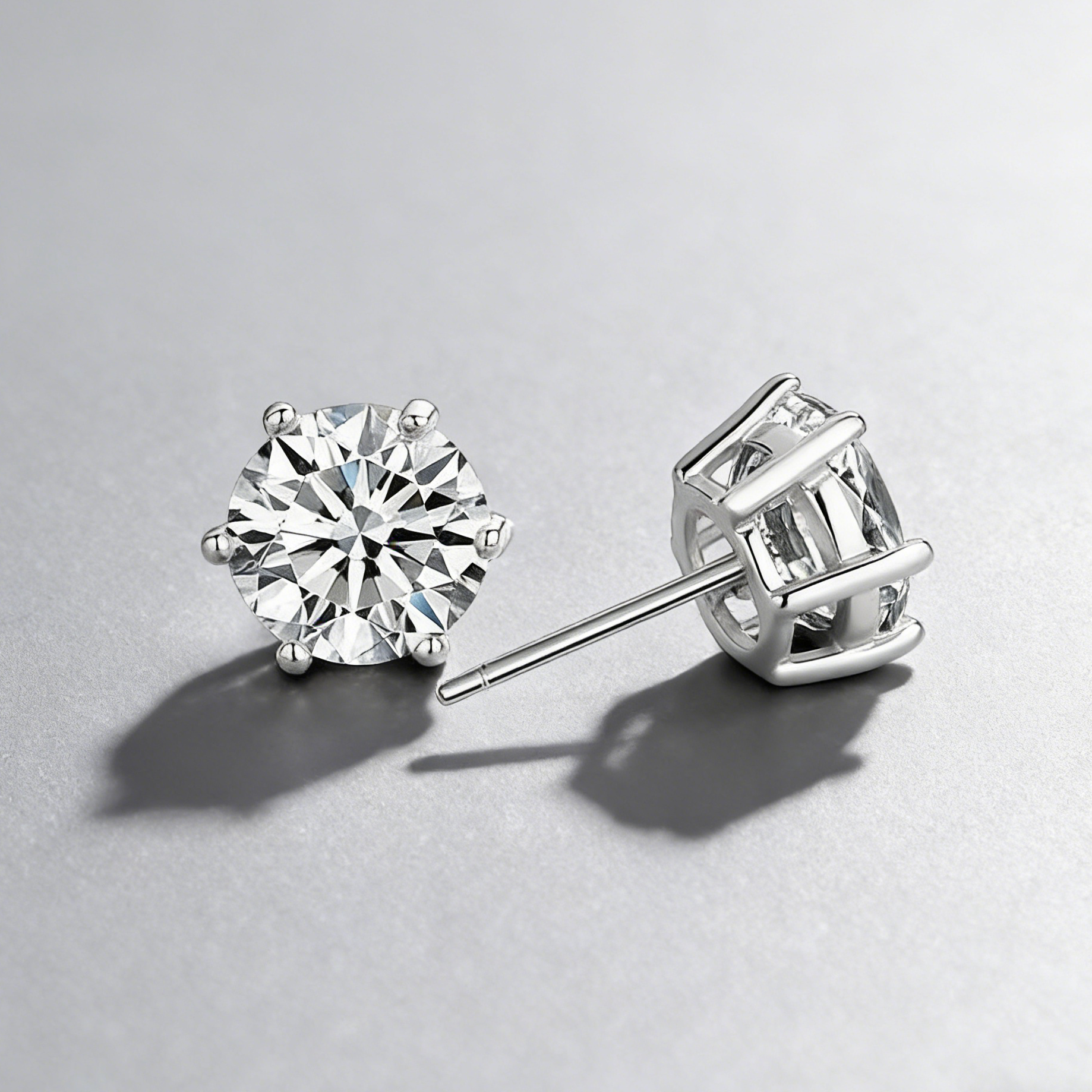 Moissanite Stud Earrings – 925 Sterling Silver, 6-Prong Setting, GRA Certified