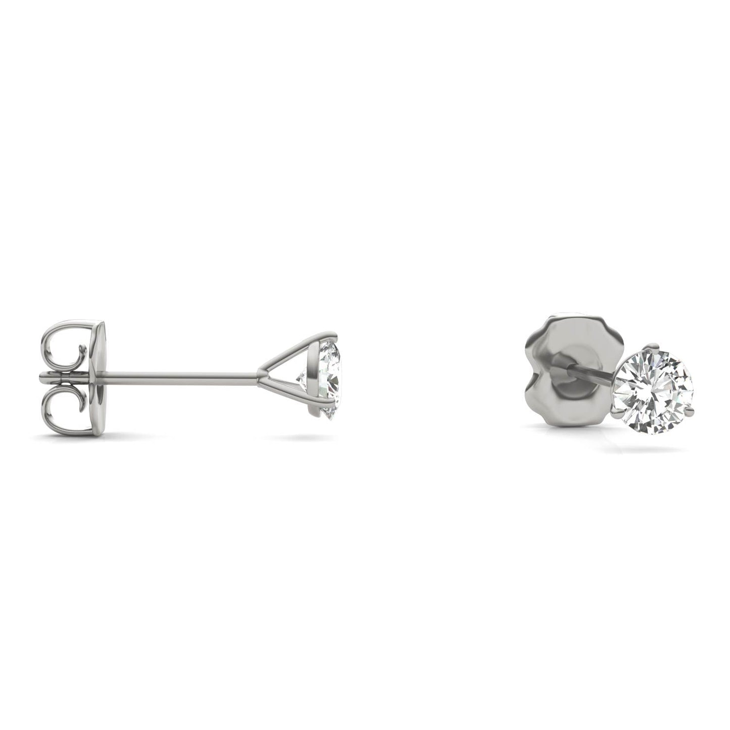 0.20 CTW DEW Round Moissanite Stud Earrings in 14K White Gold
