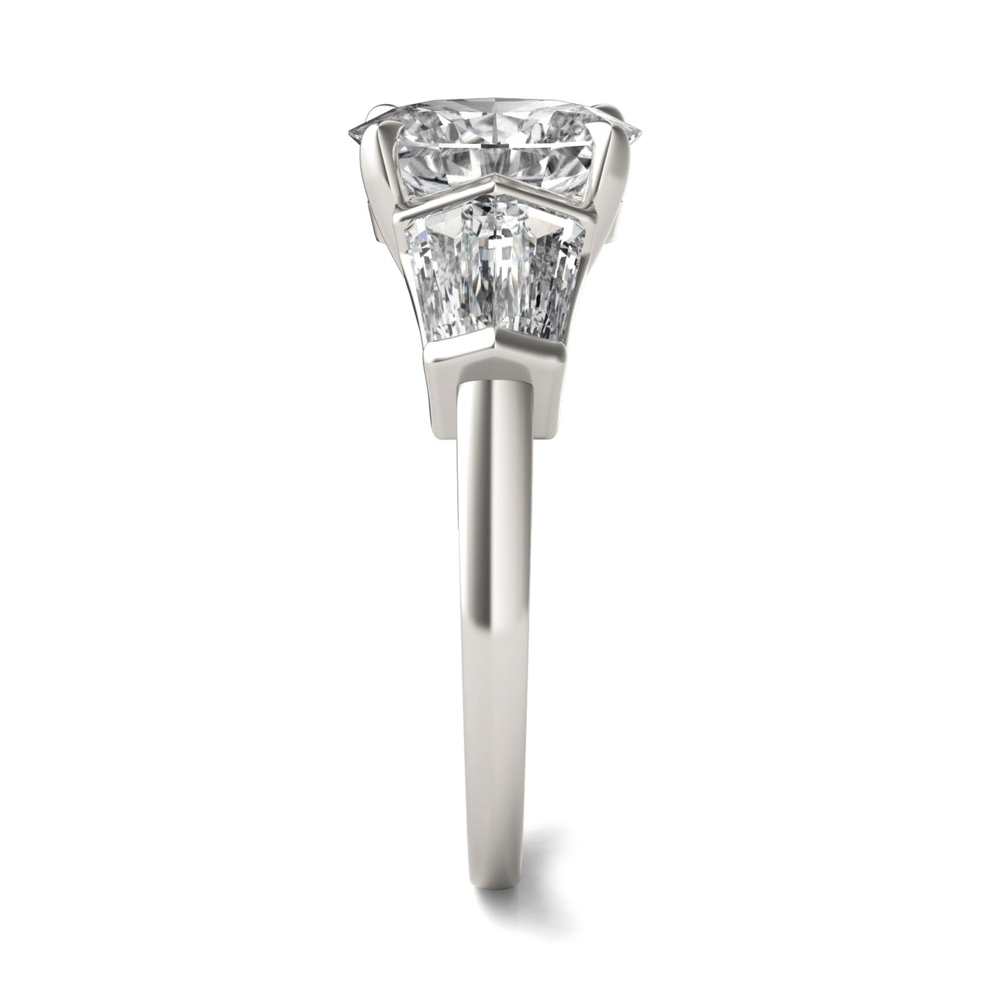 3.26 CTW DEW Oval Moissanite Five-Stone Ring in 14K White Gold