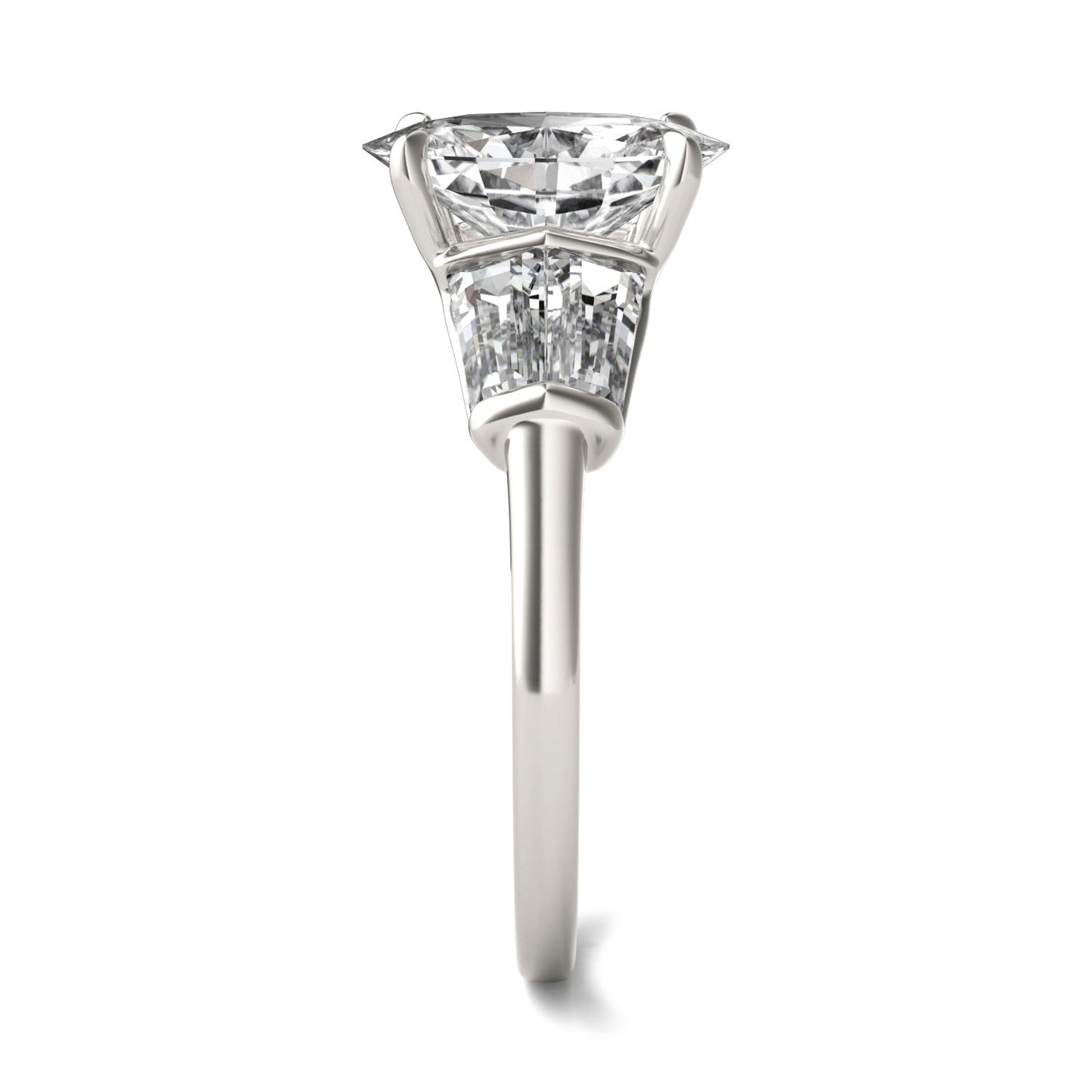 3.46 CTW DEW Elongated Oval Moissanite Five-Stone Ring in 14K White Gold