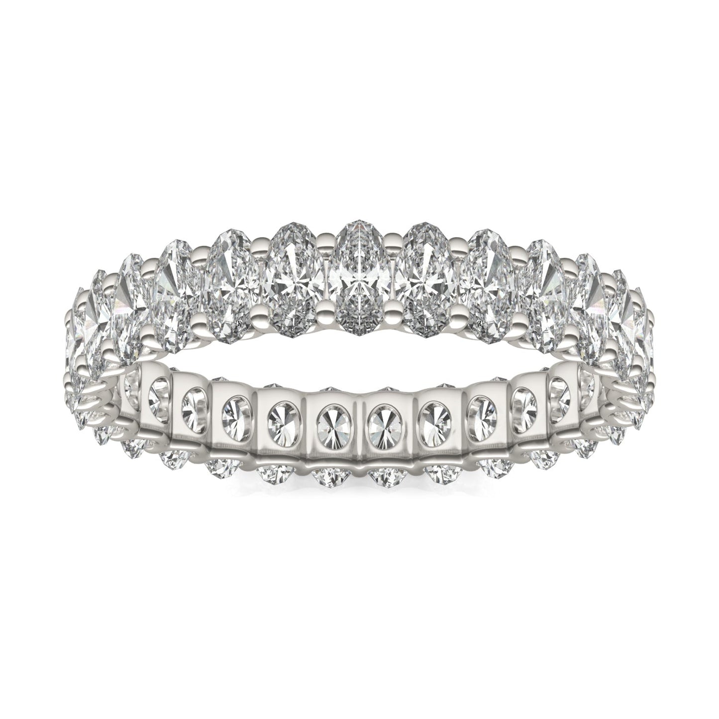 2.90 CTW DEW Oval Moissanite Eternity Band in 14K White Gold