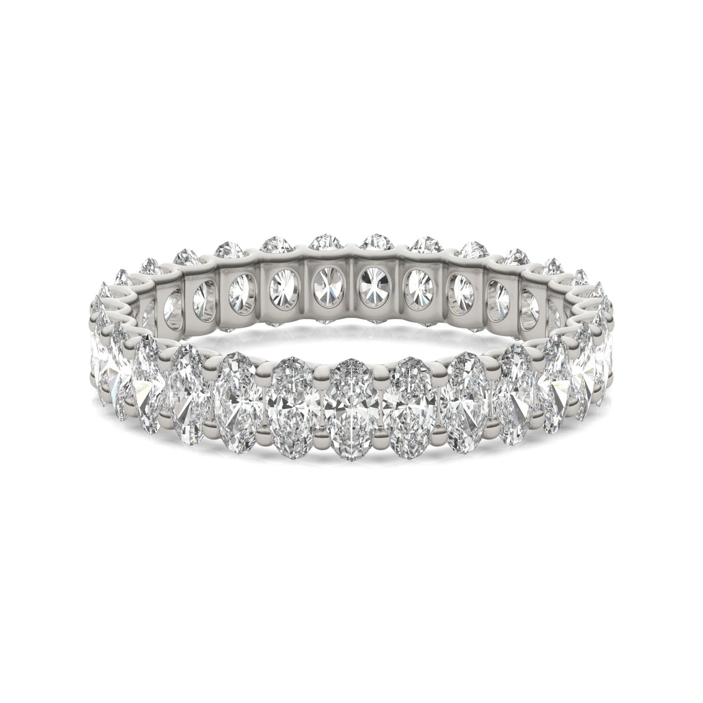 2.90 CTW DEW Oval Moissanite Eternity Band in 14K White Gold