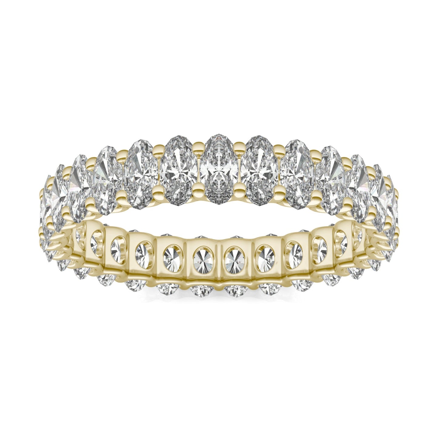 2.90 CTW DEW Oval Moissanite Eternity Band in 14K Yellow Gold