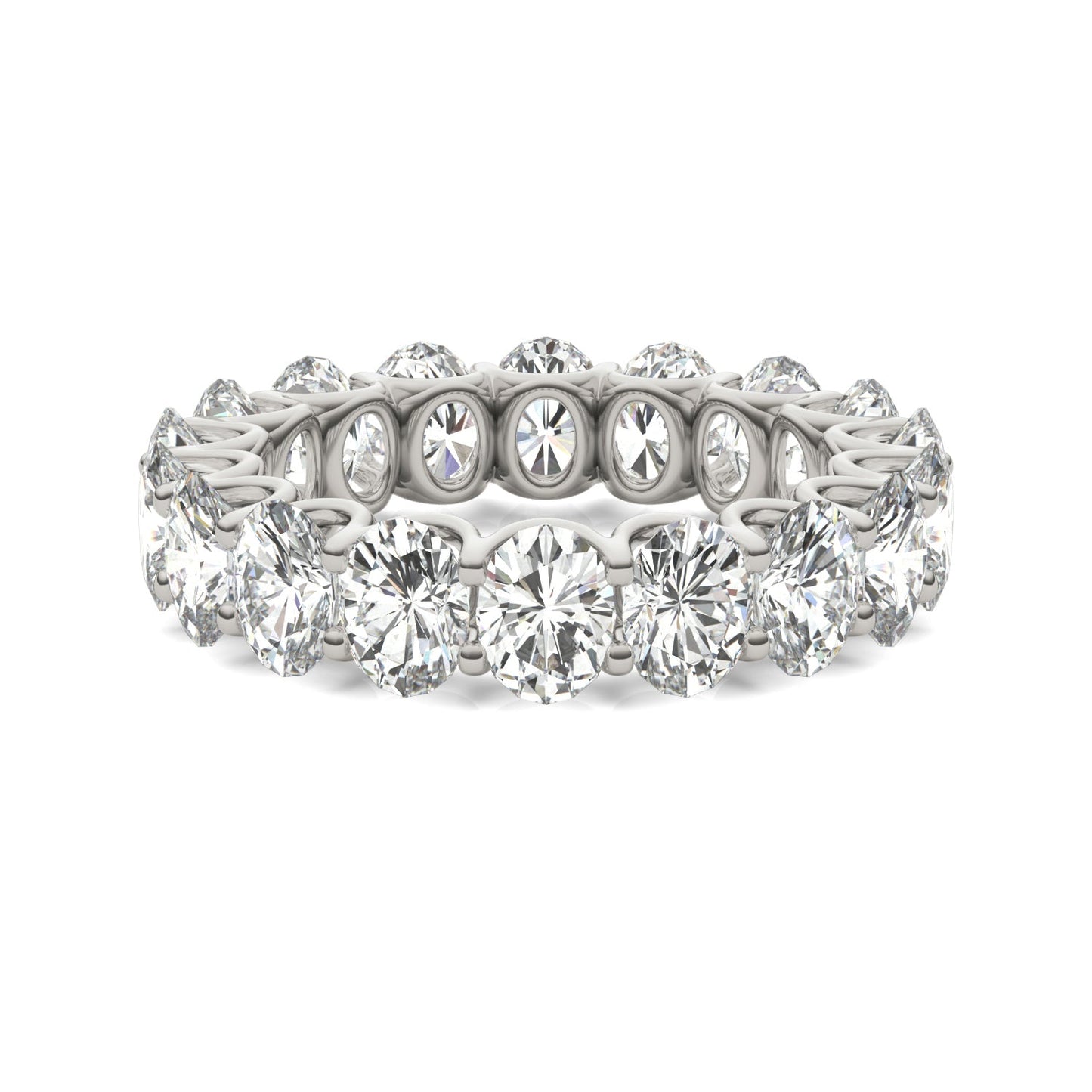 8.50 CTW DEW Oval Moissanite Eternity Band in 14K White Gold