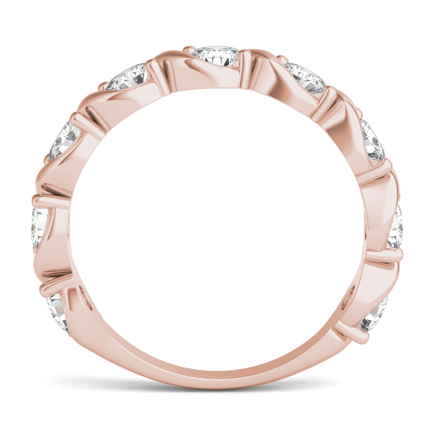 0.90 CTW DEW Round Moissanite Anniversary Band in 14K Rose Gold