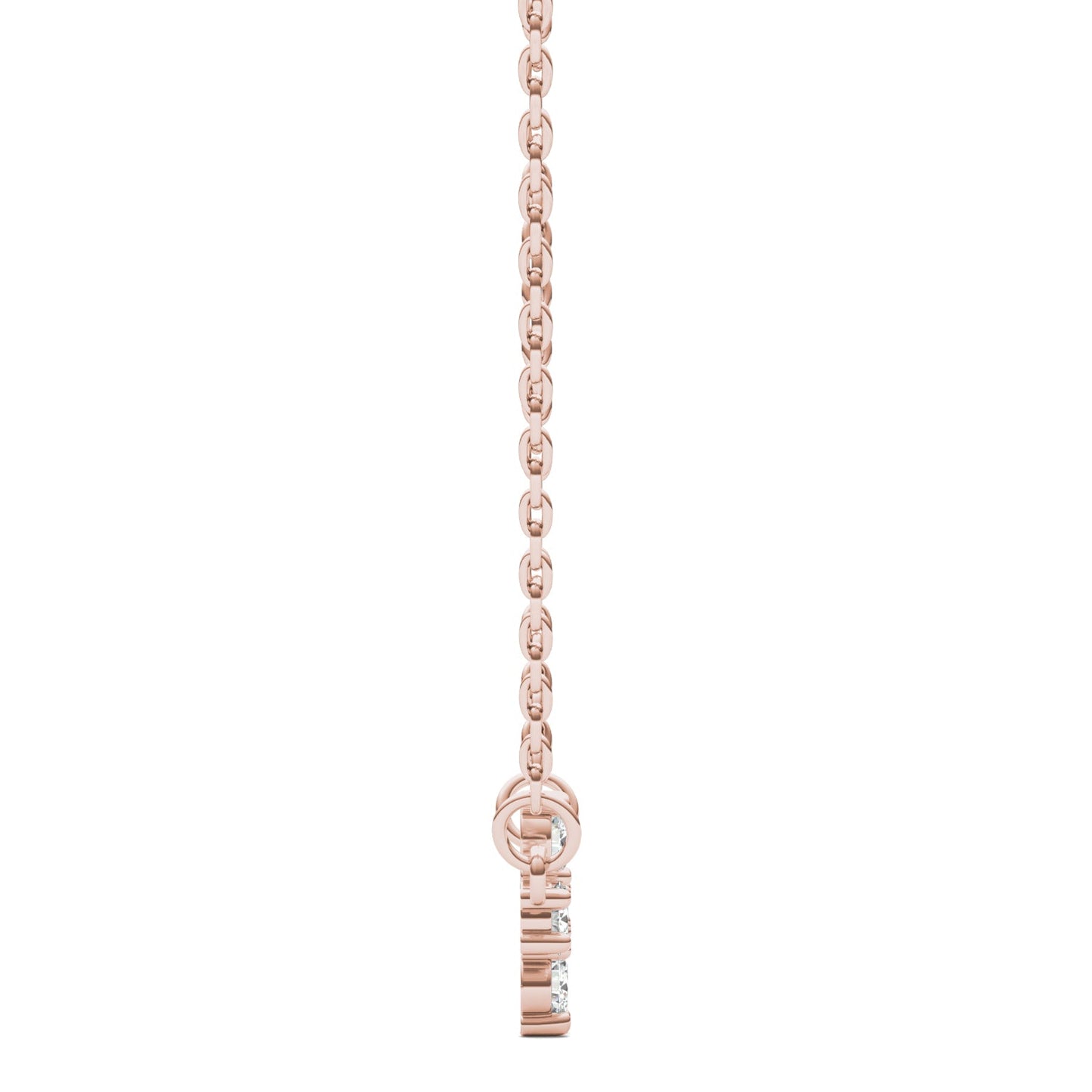 0.18 CTW DEW Round Moissanite Fixed Cross Necklace in 14K Rose Gold