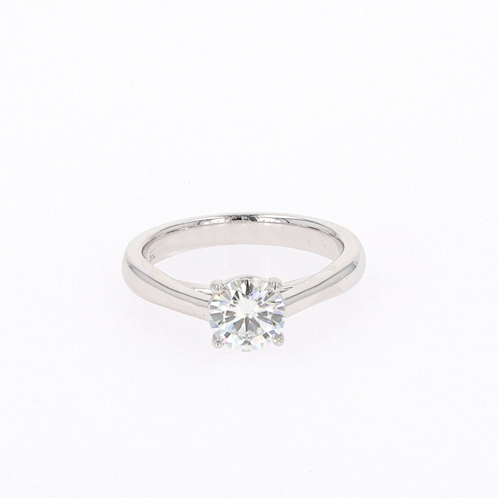1.00 CTW DEW Round Moissanite Four-Prong Solitaire Engagement Ring in Sterling Silver