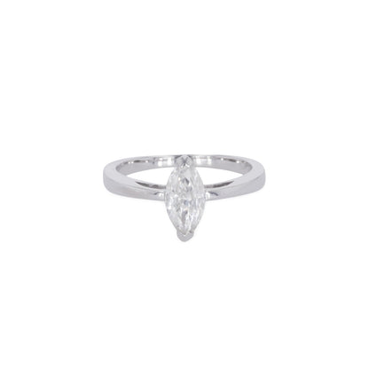0.70 CTW DEW Marquise Moissanite Solitaire Ring in Sterling Silver