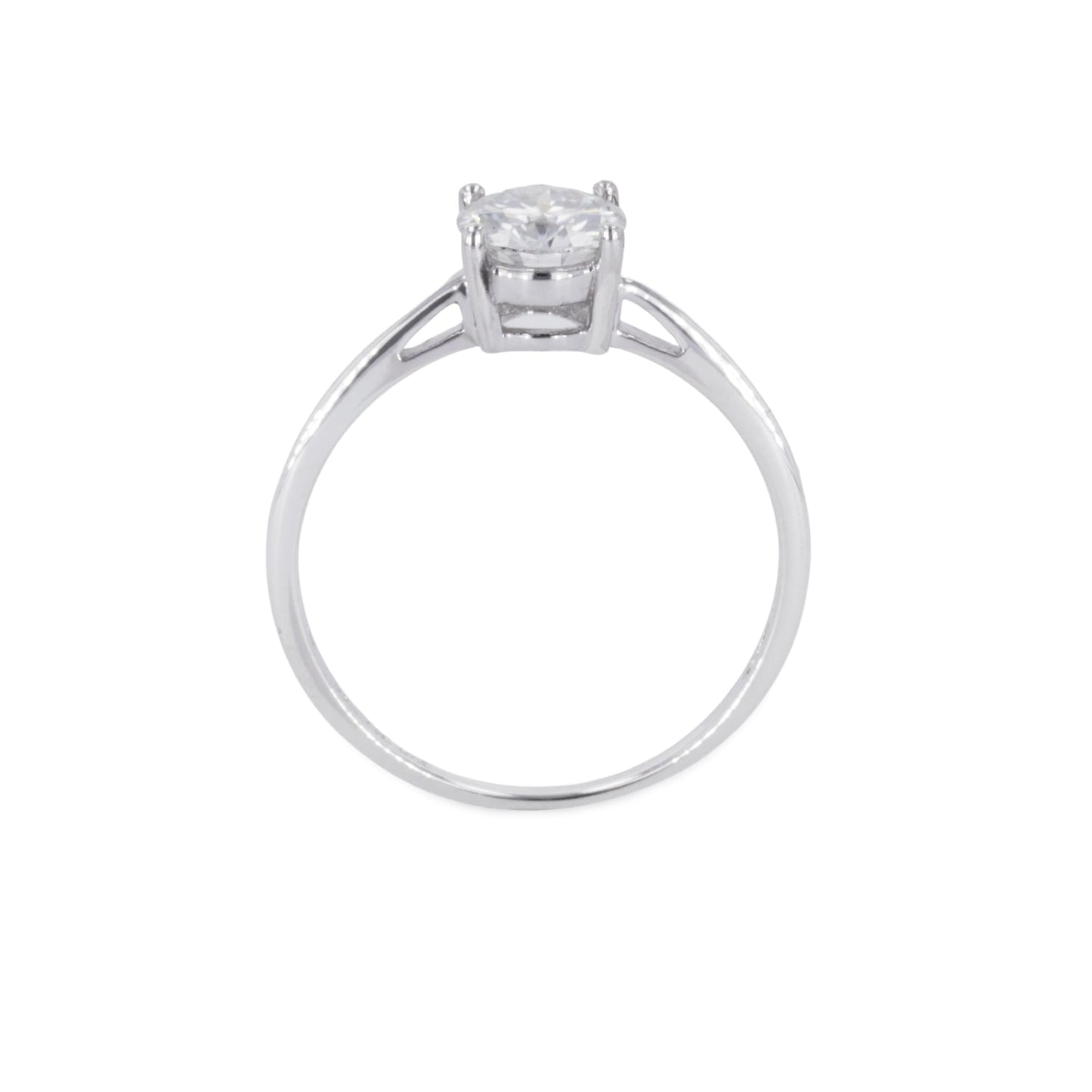 1.00 CTW DEW Round Moissanite Four Prong Solitaire Engagement Ring in Sterling Silver