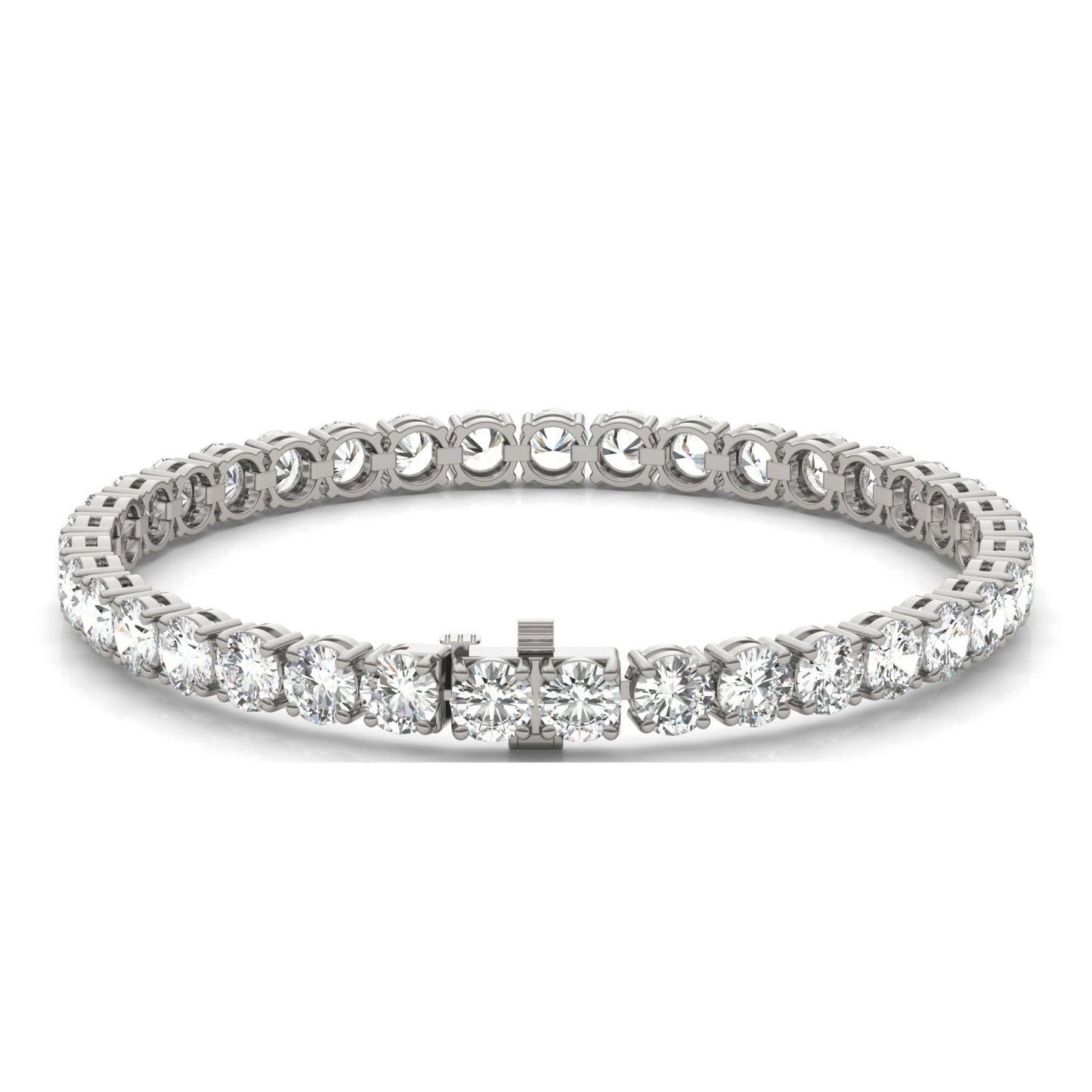 12.21 CTW DEW Round Moissanite Tennis Bracelet in Sterling Silver