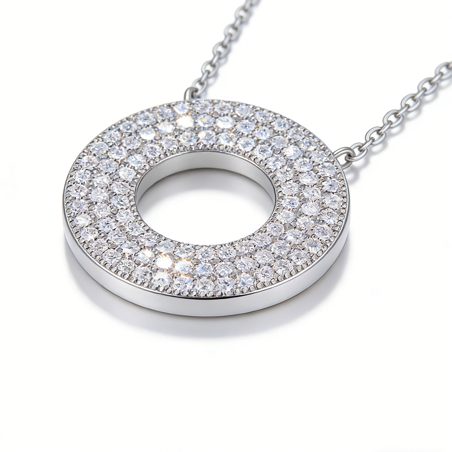 S925 Sterling Silver Moissanite Toggle Pendant Necklace-Collarbone Necklace GRA Certificate 1.4mm*96 beads
