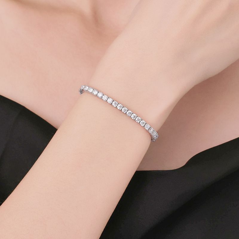 Adjustable Moissanite Bracelet in 925 Sterling Silver – 54 Stones, 3mm D-Color Gems, Luxury Everyday Jewelry for Women