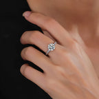 2CT Moissanite Ring – 925 Sterling Silver, 6-Prong “Honeycomb” Band, GRA Certified