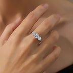 3-Stone Moissanite Ring – 925 Sterling Silver, 4-Prong Setting, GRA Certified