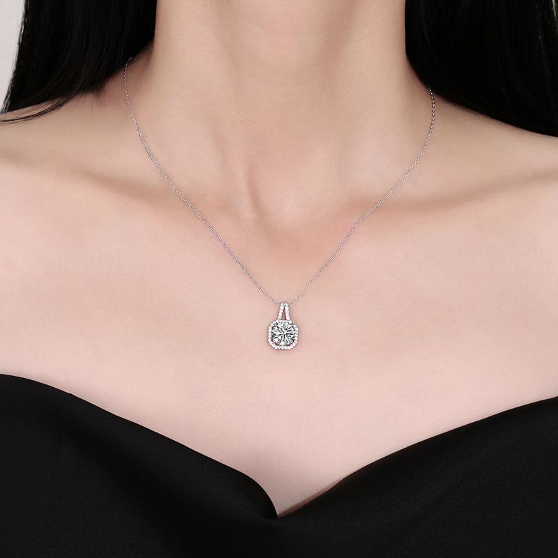 2CT Moissanite Pendant Necklace – 925 Silver Necklace, Adjustable O-Chain (41–50cm), GRA Certified