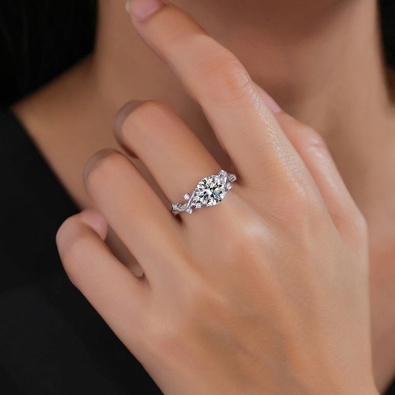 2CT Moissanite Vine Ring – 925 Sterling Silver Floral Design, GRA Certified