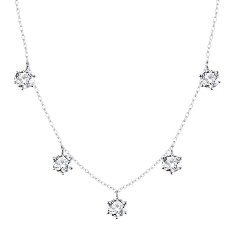 GRA Certified Moissanite Necklace – 925 Sterling Silver, 2.5CT 6-Prong Star Pendants, Ultra-Lightweight Collarbone necklace for Women