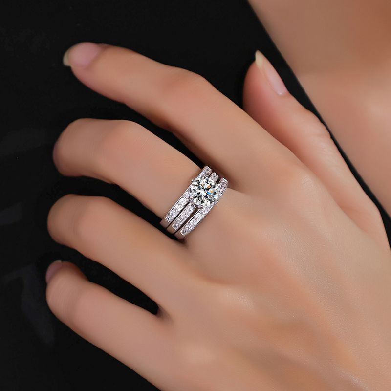 3-in-1 2CT Moissanite Ring Set – 925 Sterling Silver, GRA Certified, Stackable Luxury