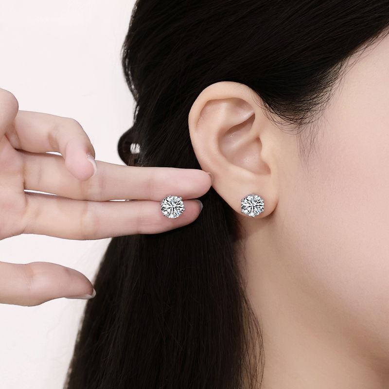 Moissanite Stud Earrings – 925 Sterling Silver, 6-Prong Setting, GRA Certified