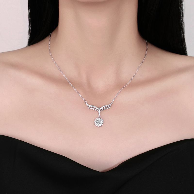 Moissanite Necklace – 925 Sterling Silver, GRA Certified, Adjustable Chain