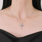 Moissanite Cross Necklace – 925 Sterling Silver, GRA Certified, Adjustable Chain (41–50cm)