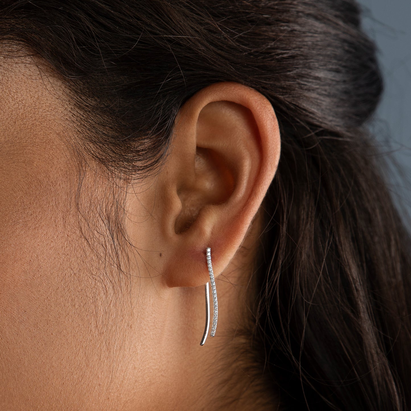 0.23 CTW DEW Moissanite Bar Drop Earrings in Sterling Silver