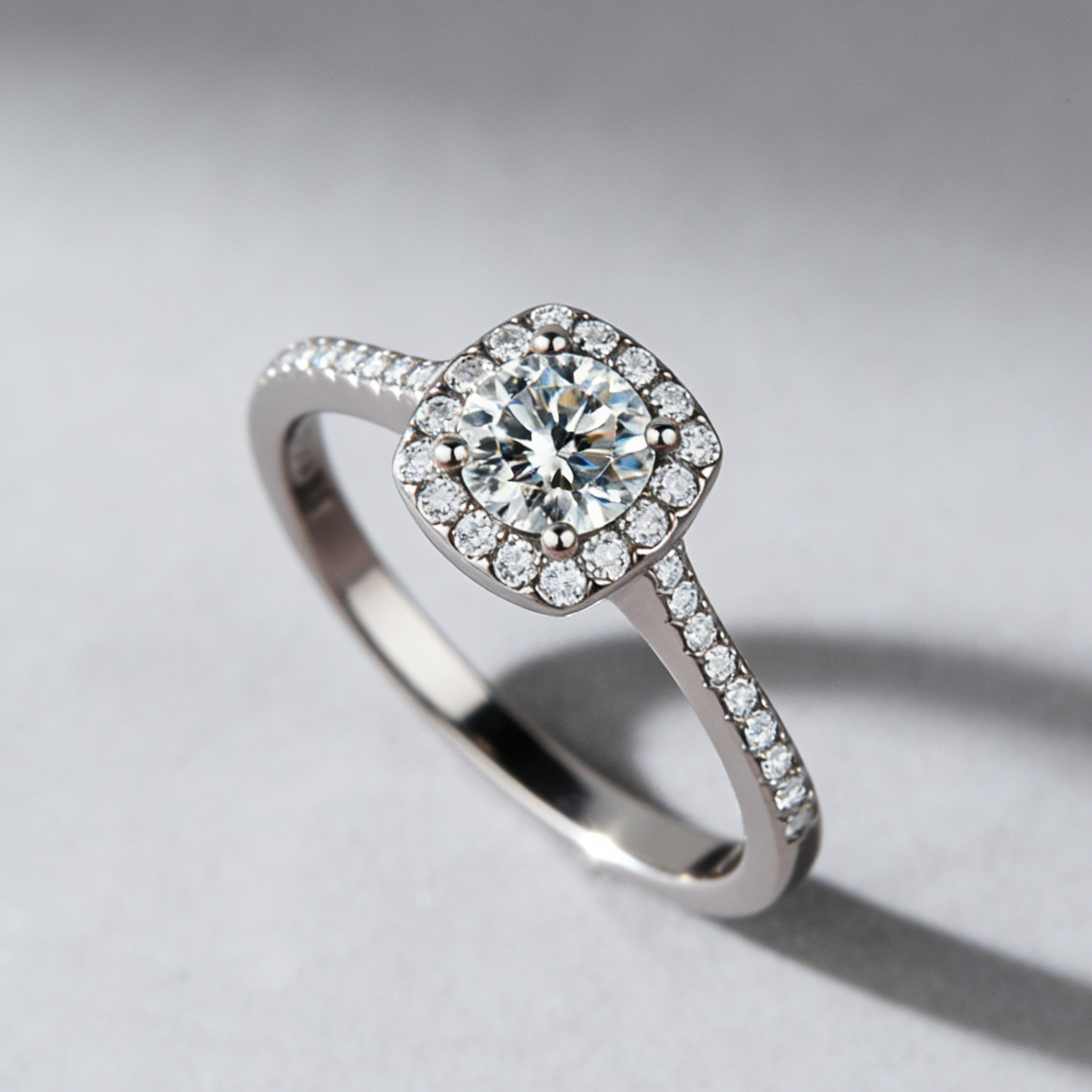 Sugar Cube Moissanite Ring in 925 Sterling Silver – Dainty Square Stone Band for Couples, Jewelry Gift