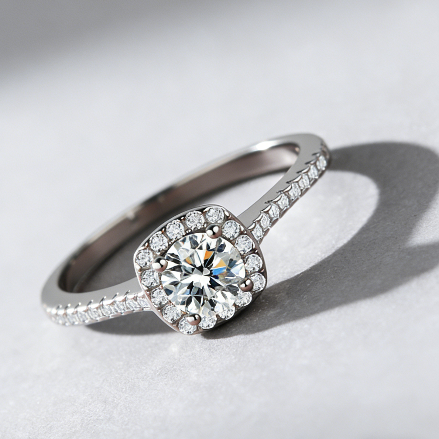 Sugar Cube Moissanite Ring in 925 Sterling Silver – Dainty Square Stone Band for Couples, Jewelry Gift