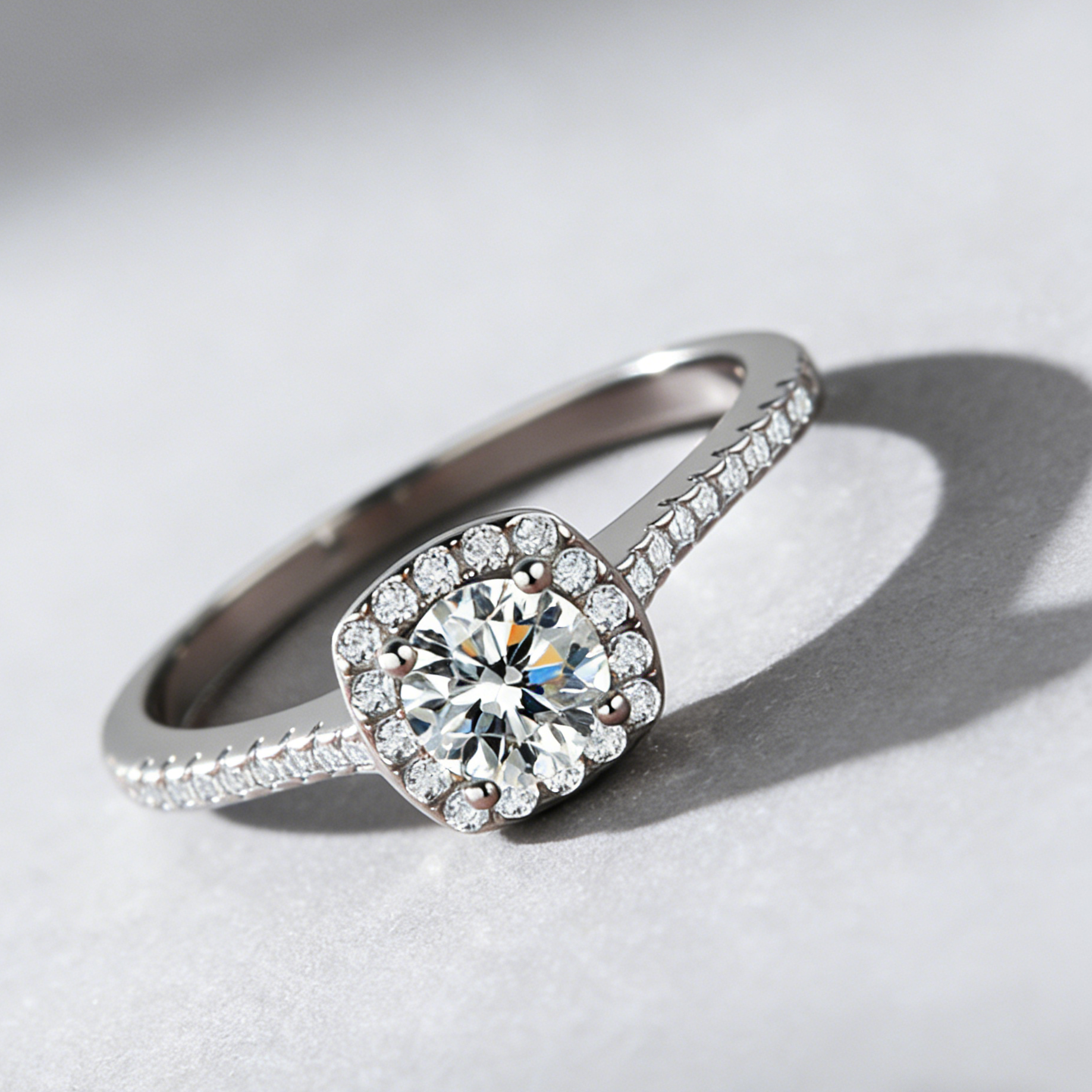 Sugar Cube Moissanite Ring in 925 Sterling Silver – Dainty Square Stone Band for Couples, Jewelry Gift