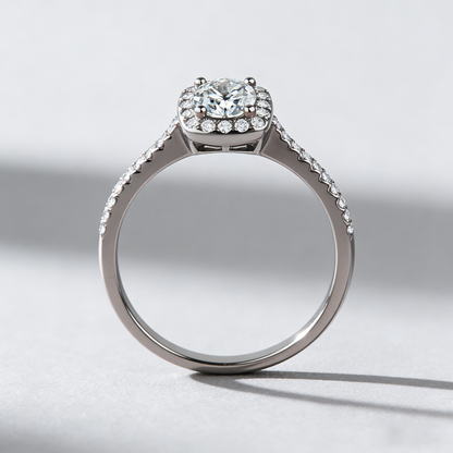 Sugar Cube Moissanite Ring in 925 Sterling Silver – Dainty Square Stone Band for Couples, Jewelry Gift