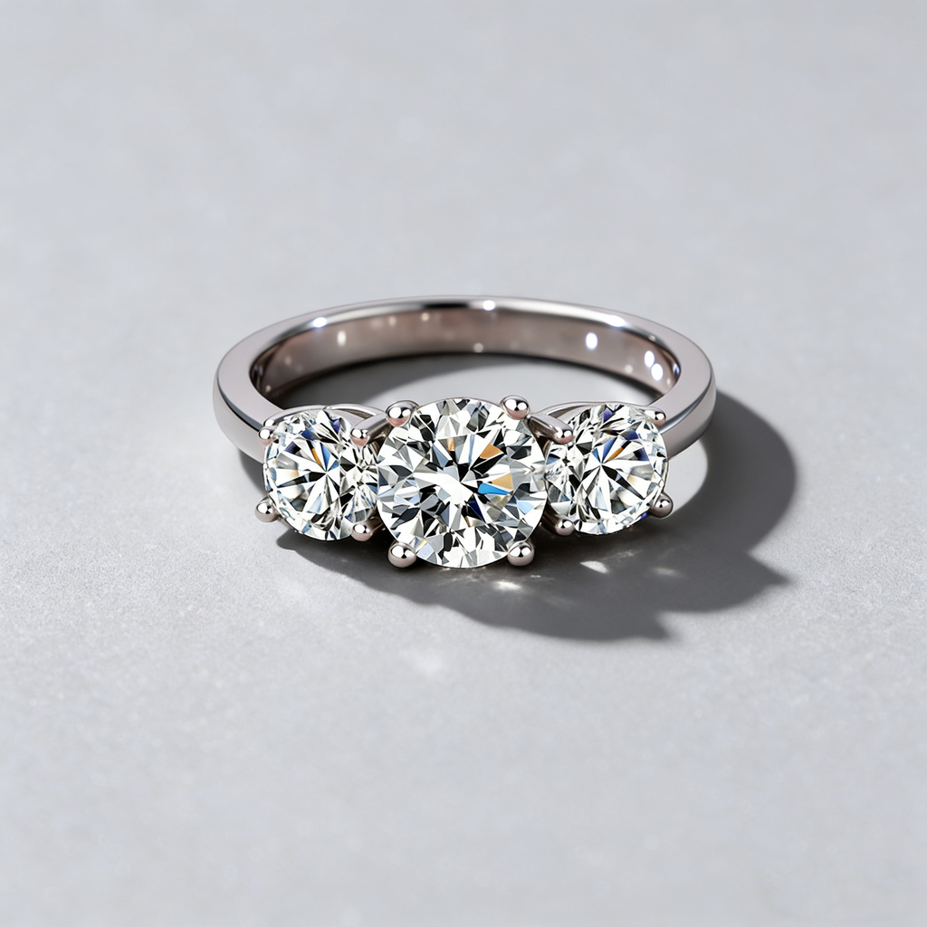 3-Stone Moissanite Ring – 925 Sterling Silver, 4-Prong Setting, GRA Certified