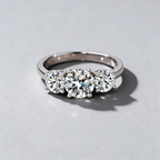 3-Stone Moissanite Ring – 925 Sterling Silver, 4-Prong Setting, GRA Certified