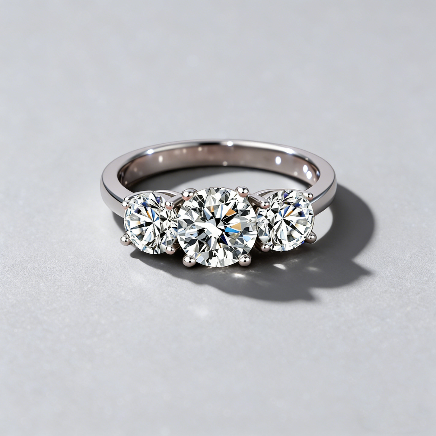 3-Stone Moissanite Ring – 925 Sterling Silver, 4-Prong Setting, GRA Certified