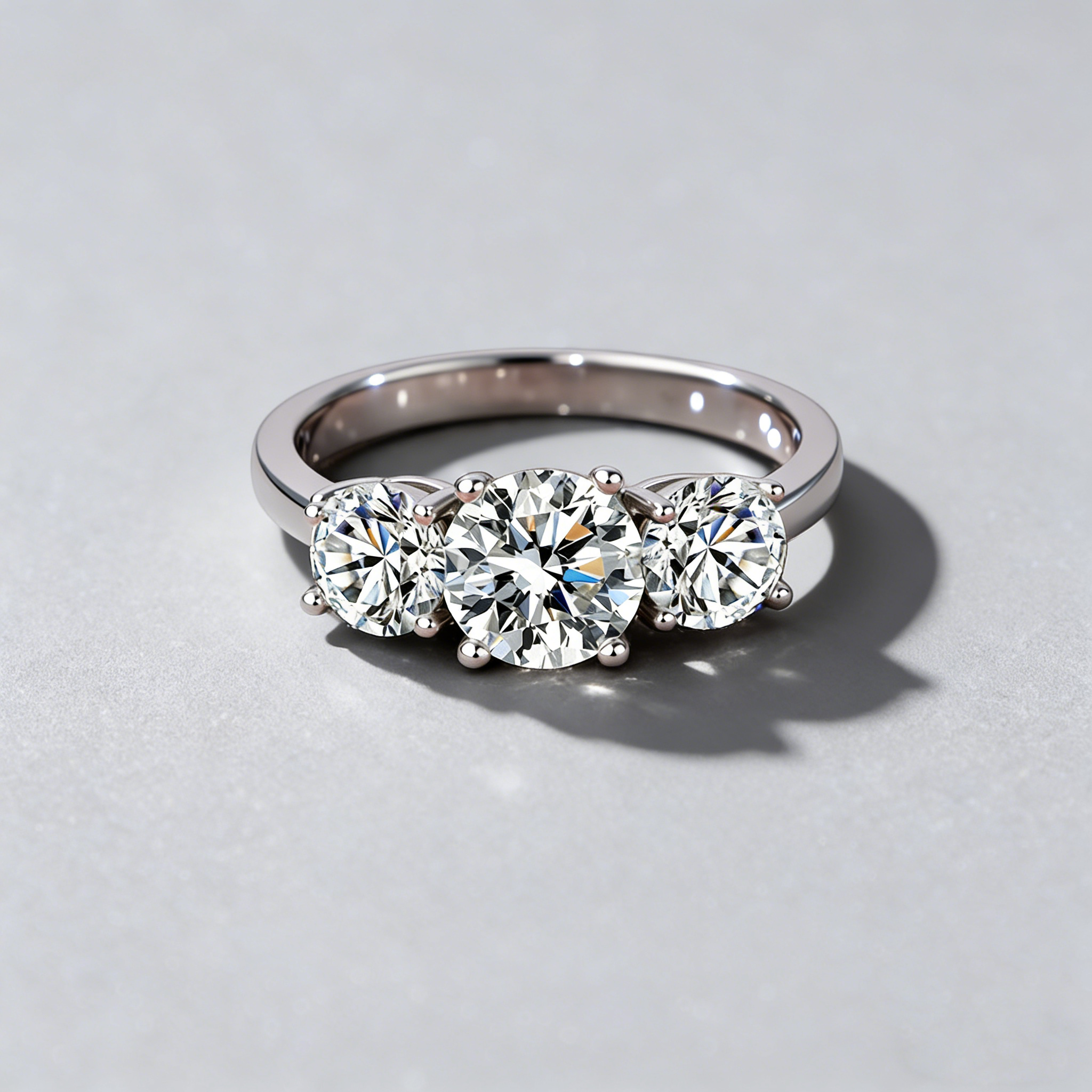 3-Stone Moissanite Ring – 925 Sterling Silver, 4-Prong Setting, GRA Certified