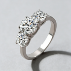 3-Stone Moissanite Ring – 925 Sterling Silver, 4-Prong Setting, GRA Certified