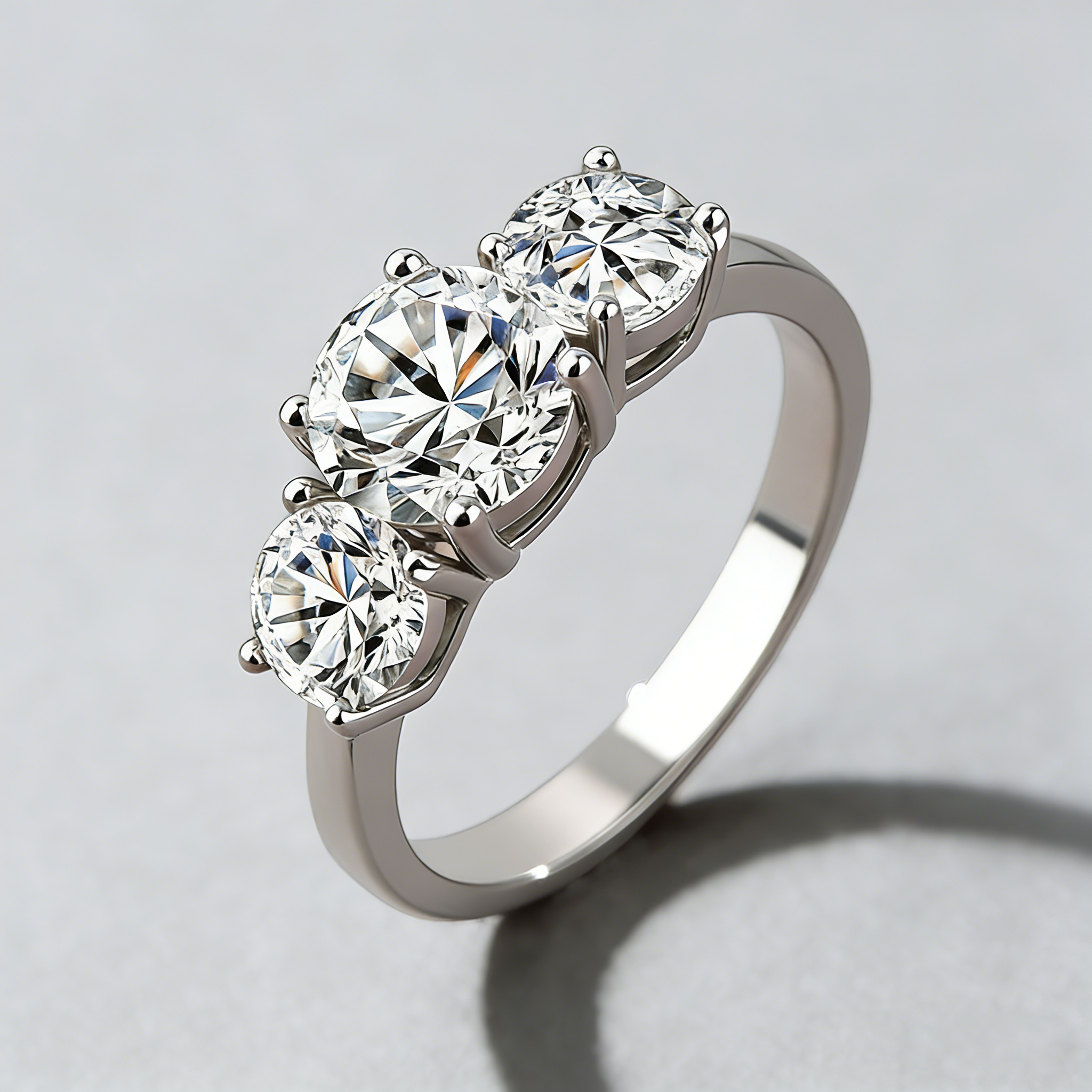 3-Stone Moissanite Ring – 925 Sterling Silver, 4-Prong Setting, GRA Certified