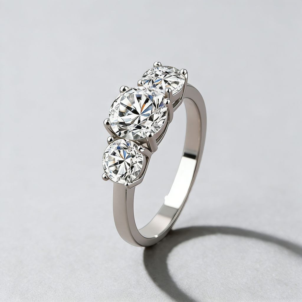 3-Stone Moissanite Ring – 925 Sterling Silver, 4-Prong Setting, GRA Certified