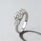 3-Stone Moissanite Ring – 925 Sterling Silver, 4-Prong Setting, GRA Certified