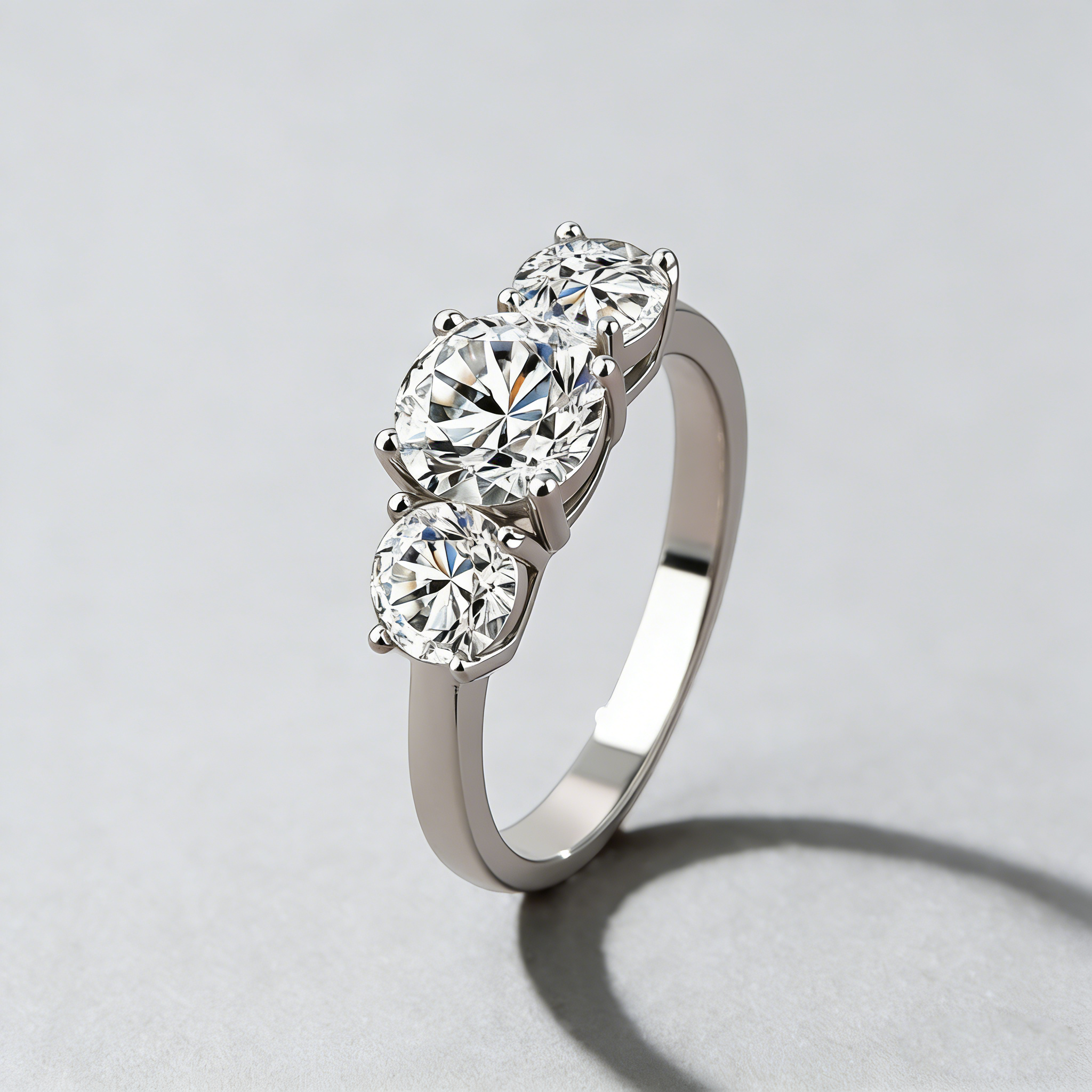 3-Stone Moissanite Ring – 925 Sterling Silver, 4-Prong Setting, GRA Certified