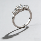 3-Stone Moissanite Ring – 925 Sterling Silver, 4-Prong Setting, GRA Certified